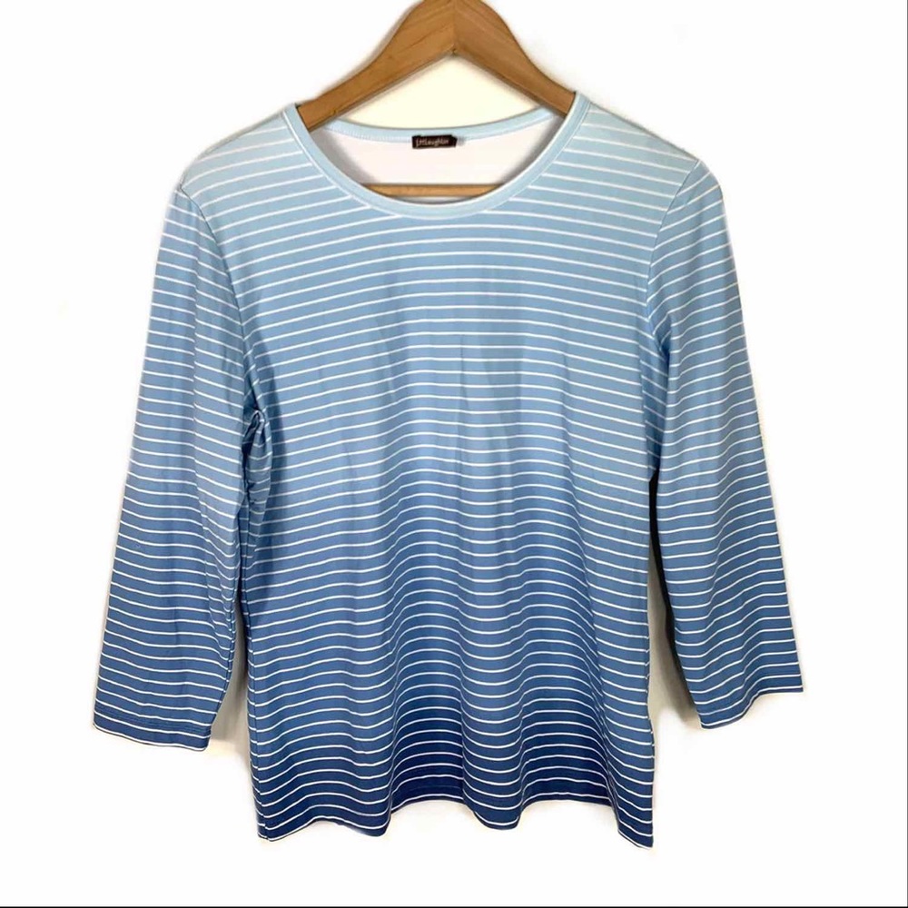 J. Mclaughlin Top Blouse Blue Stripe Large